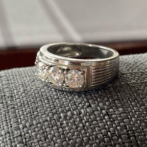 Sterling Silver Strontium Titanate 3 Stone Ring